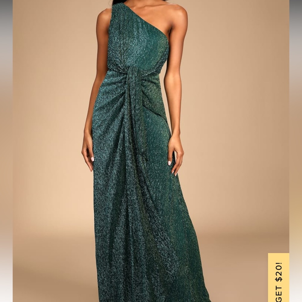 Lulus glamorous glitz shiny teal dress size S